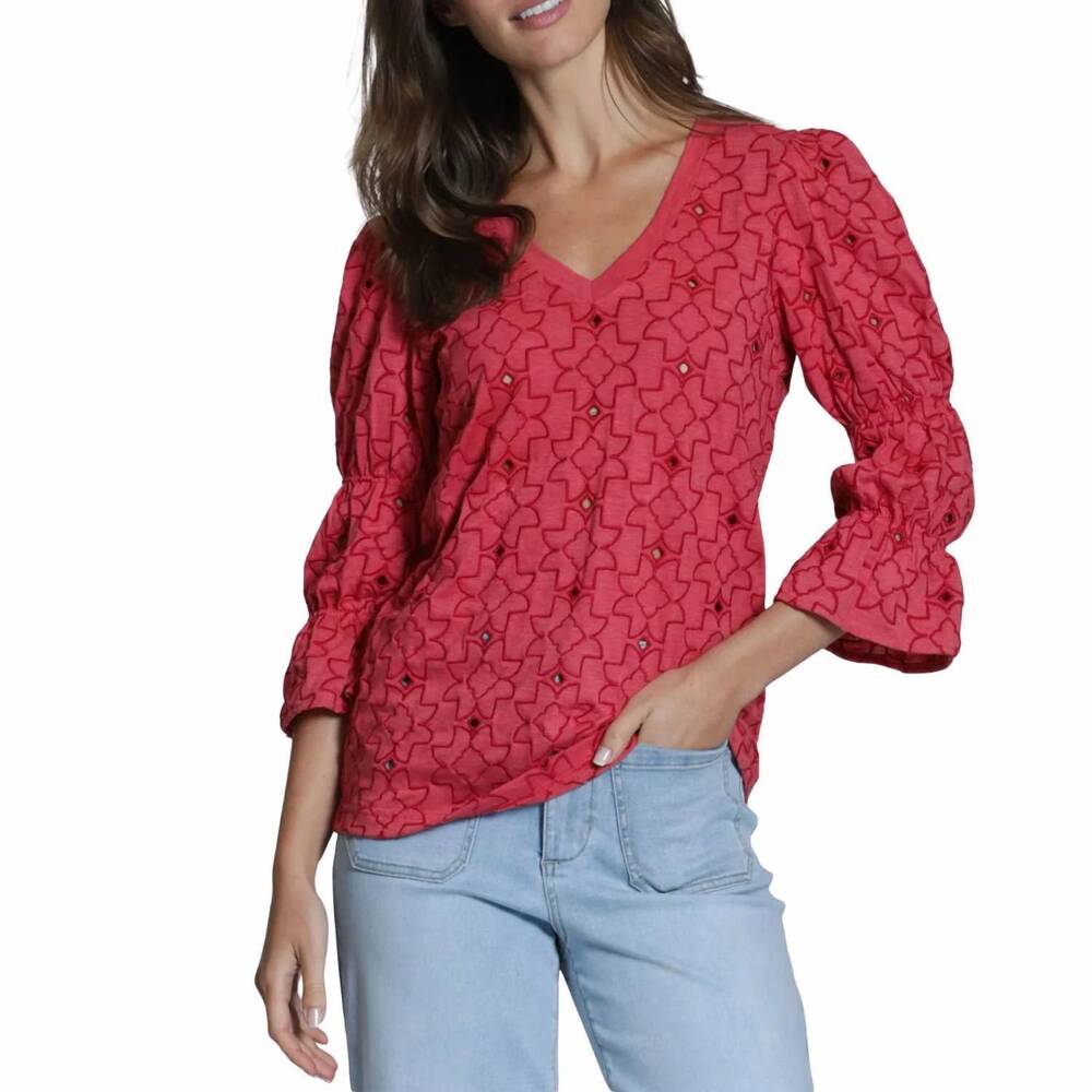 NEW APNY eyelet grace tee in hibiscus